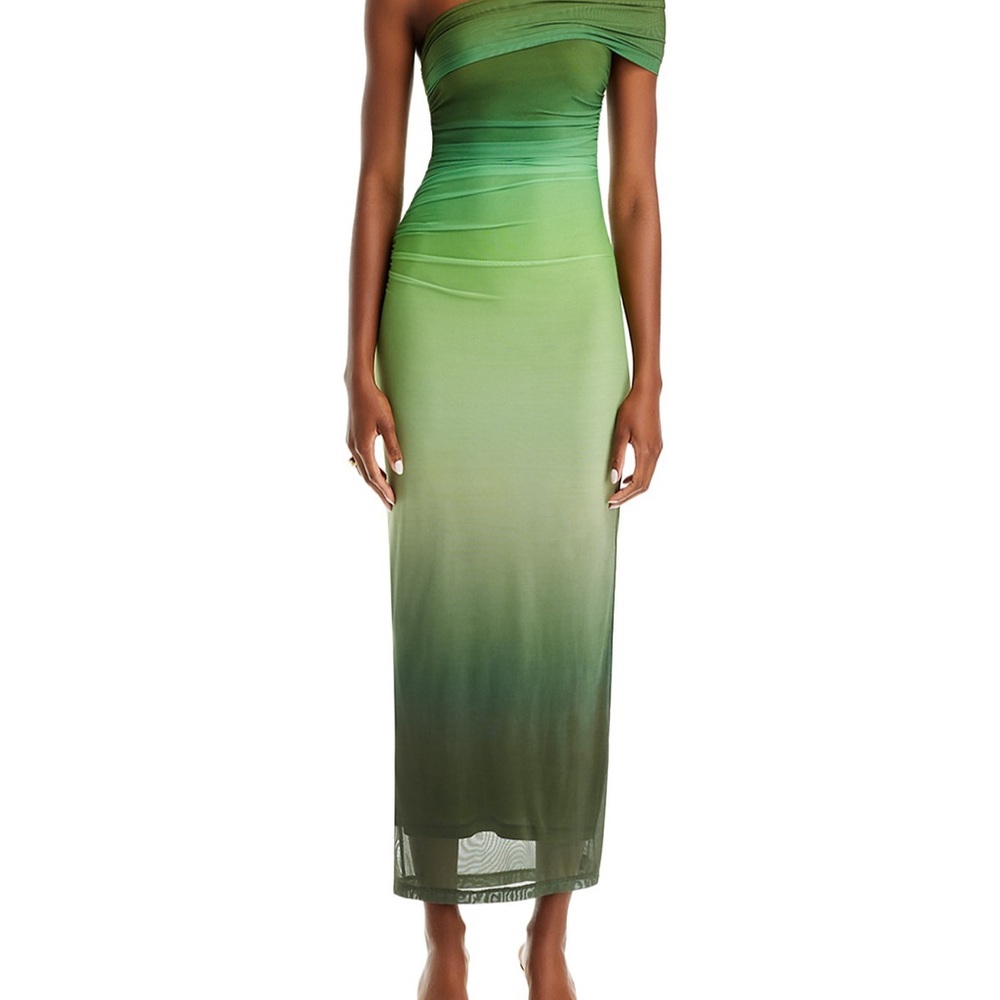 Green Ombre One-Shoulder Dress